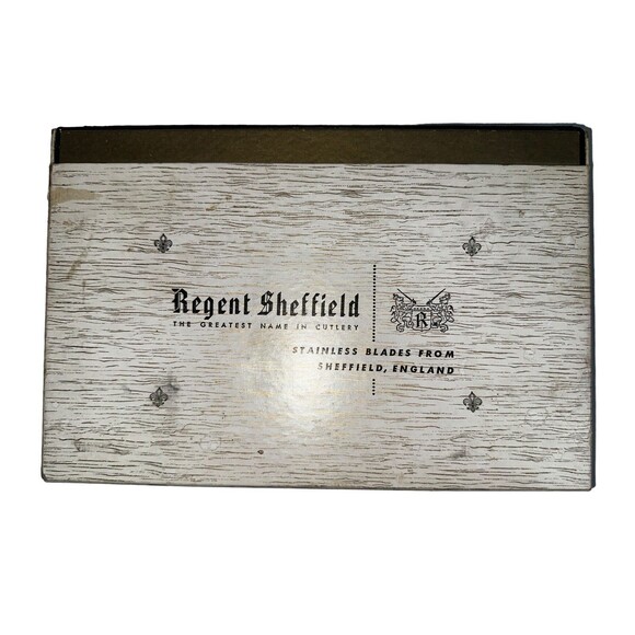 Regent Sheffield Stainless Steel Steak Forever Sharp Knives Faux Bone Boxed - Picture 2 of 16